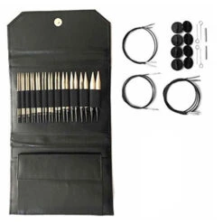 LYKKE 5" Interchangeable Knitting Needle Set - Black Faux Leather -BEKA Store LYK 24318b 53977.1552777219