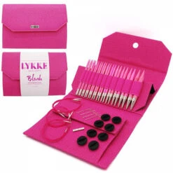 LYKKE Blush 5" Interchangeable Knitting Needle Set - Magenta Basketweave