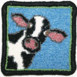 Complete Coaster Rug Hooking Kit - Cow